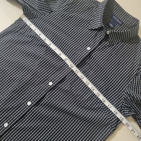 Ann Taylor Black Check Button-Down Shirt - Picture 3 of 14